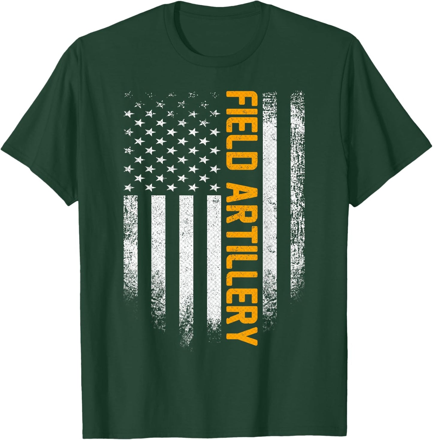 Vintage Field Artillery Distressed American Flag Patriotic T-Shirt - T-Shirt | Forest