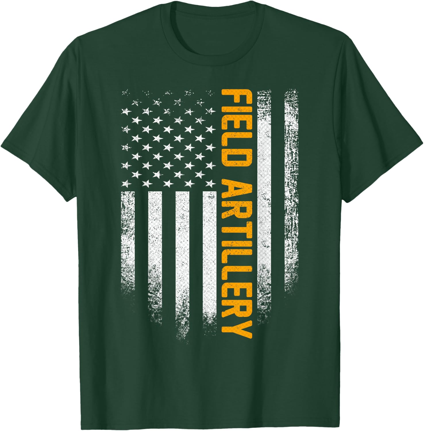 Vintage Field Artillery Distressed American Flag Patriotic T-Shirt - T-Shirt | Forest