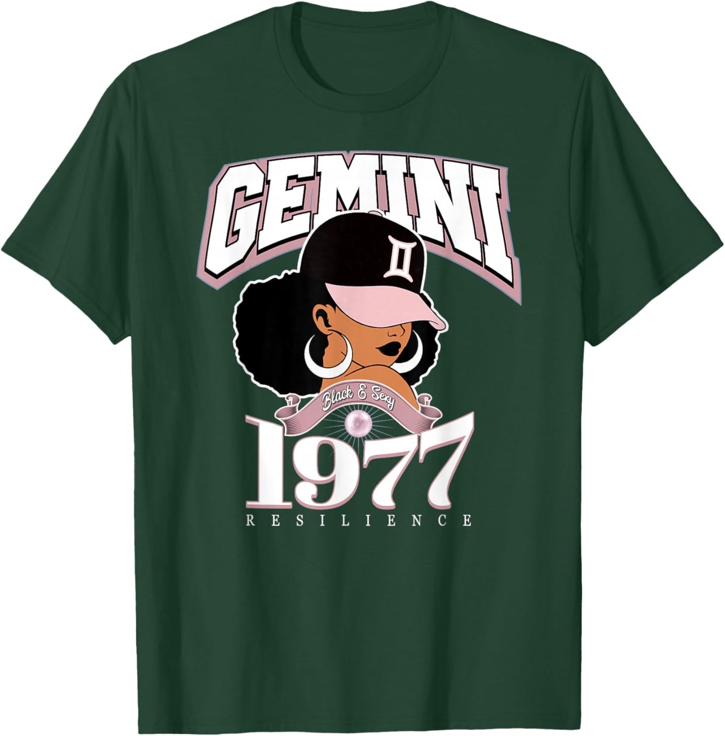 Gemini 1977 Afro Queen Zodiac Birthday Gifts T-Shirt - T-Shirt | Forest