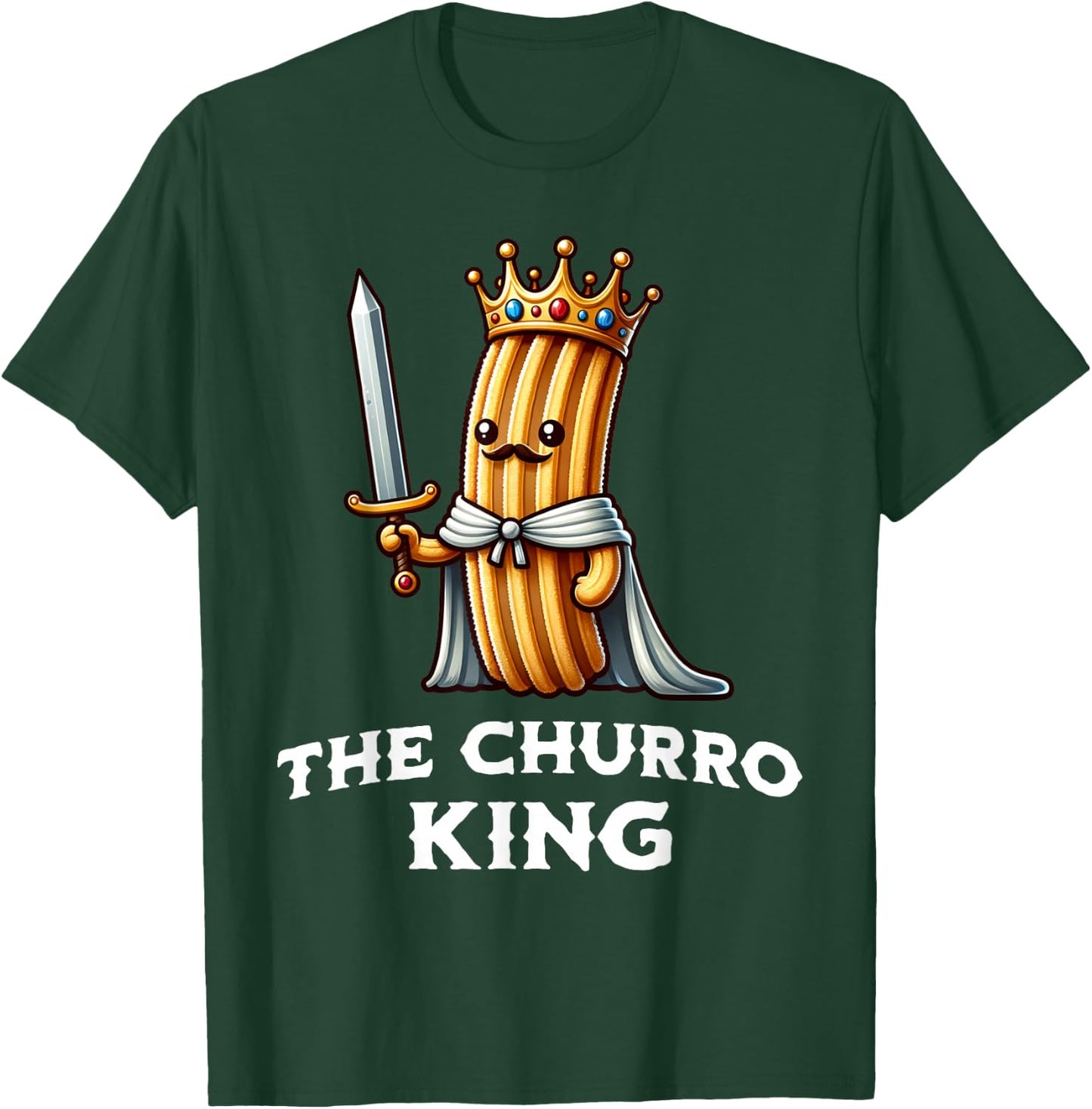 Churro King Funny Churro Mexican Food Illustration T-Shirt - T-Shirt | Forest