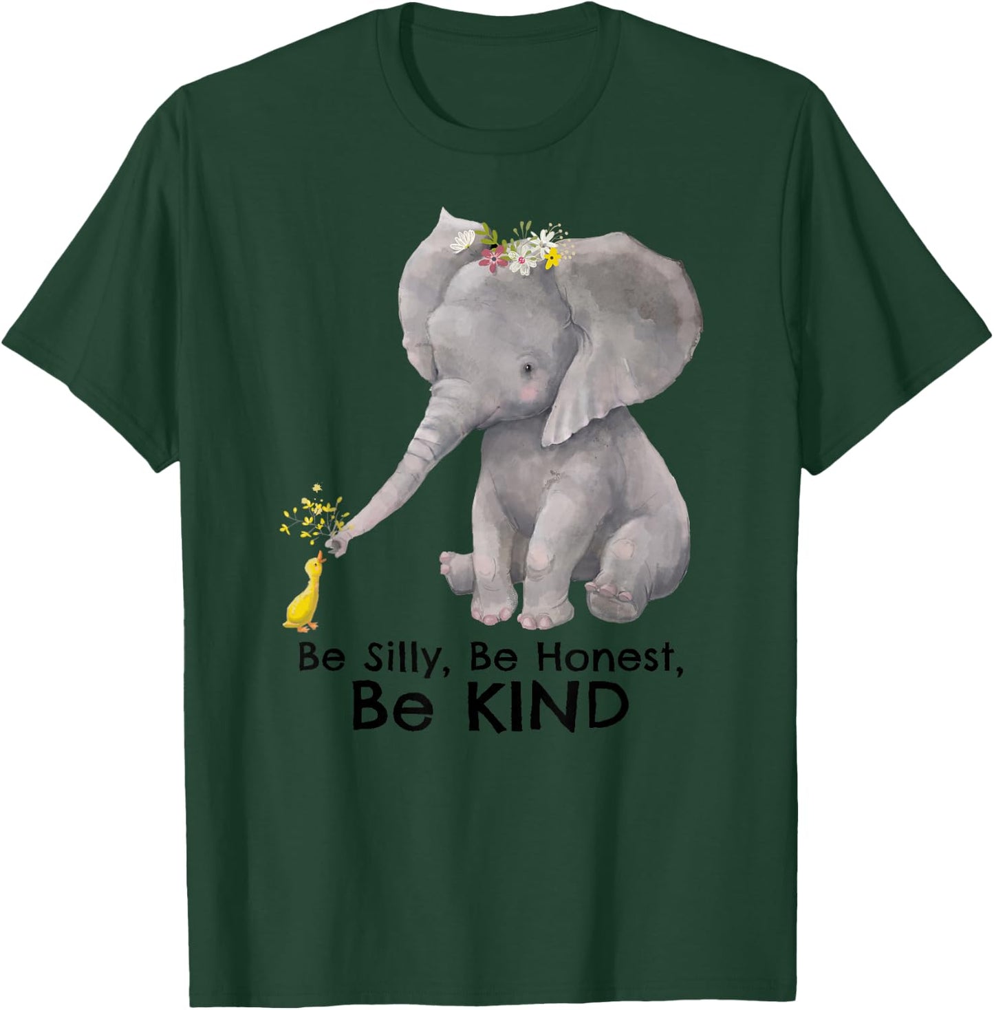 Cute Elephant Duck Motivational Kindness Positive Message T-Shirt - T-Shirt | Forest
