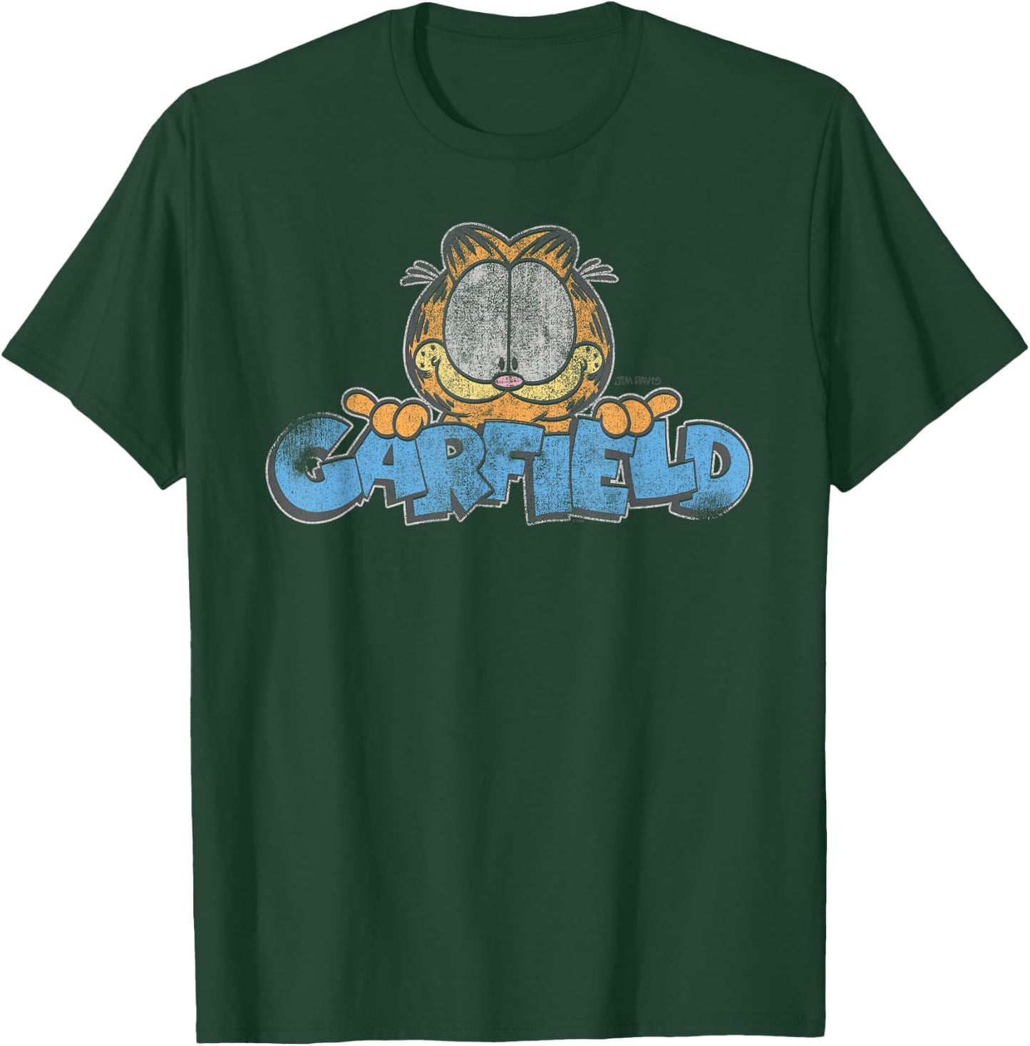 Garfield Distressed Garfield Face with Logo Cartoon Cat T-Shirt - T-Shirt | Forest