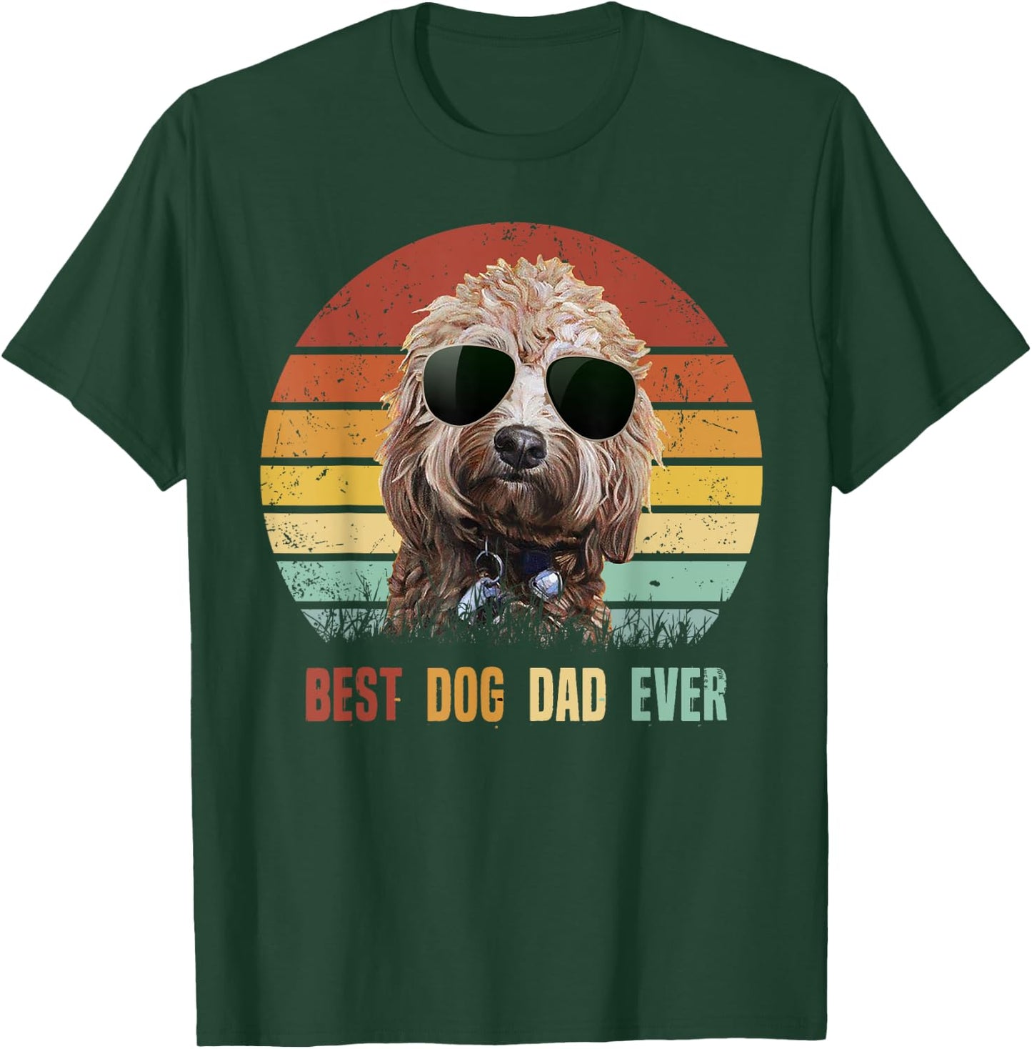 Vintage Best Dog Dad Ever Poodle Father's Day Gifts T-Shirt - T-Shirt | Forest
