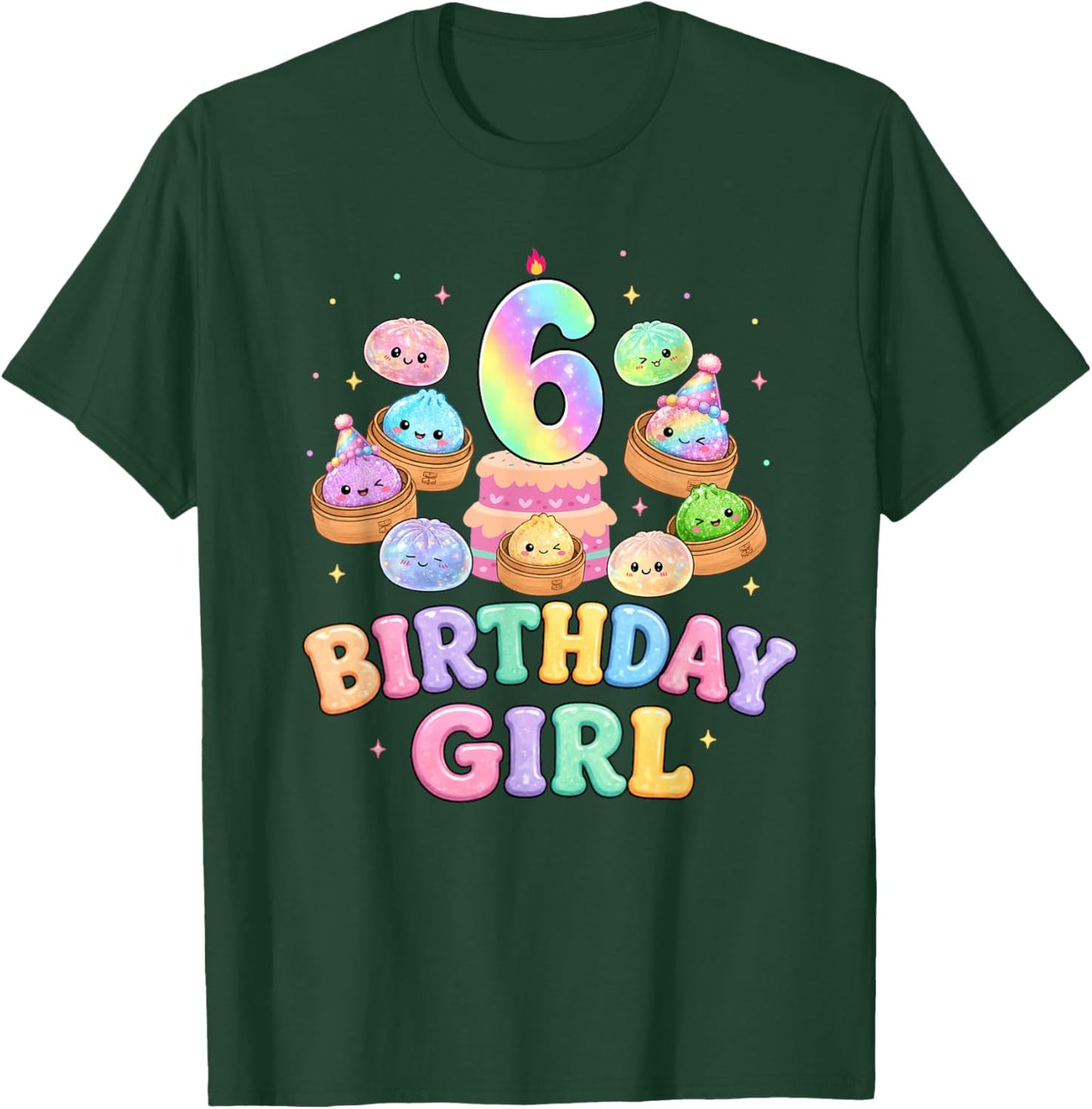 6th Birthday Girl Dumpling Shirt Cute Kawaii Dumpling Party T-Shirt - T-Shirt | Forest