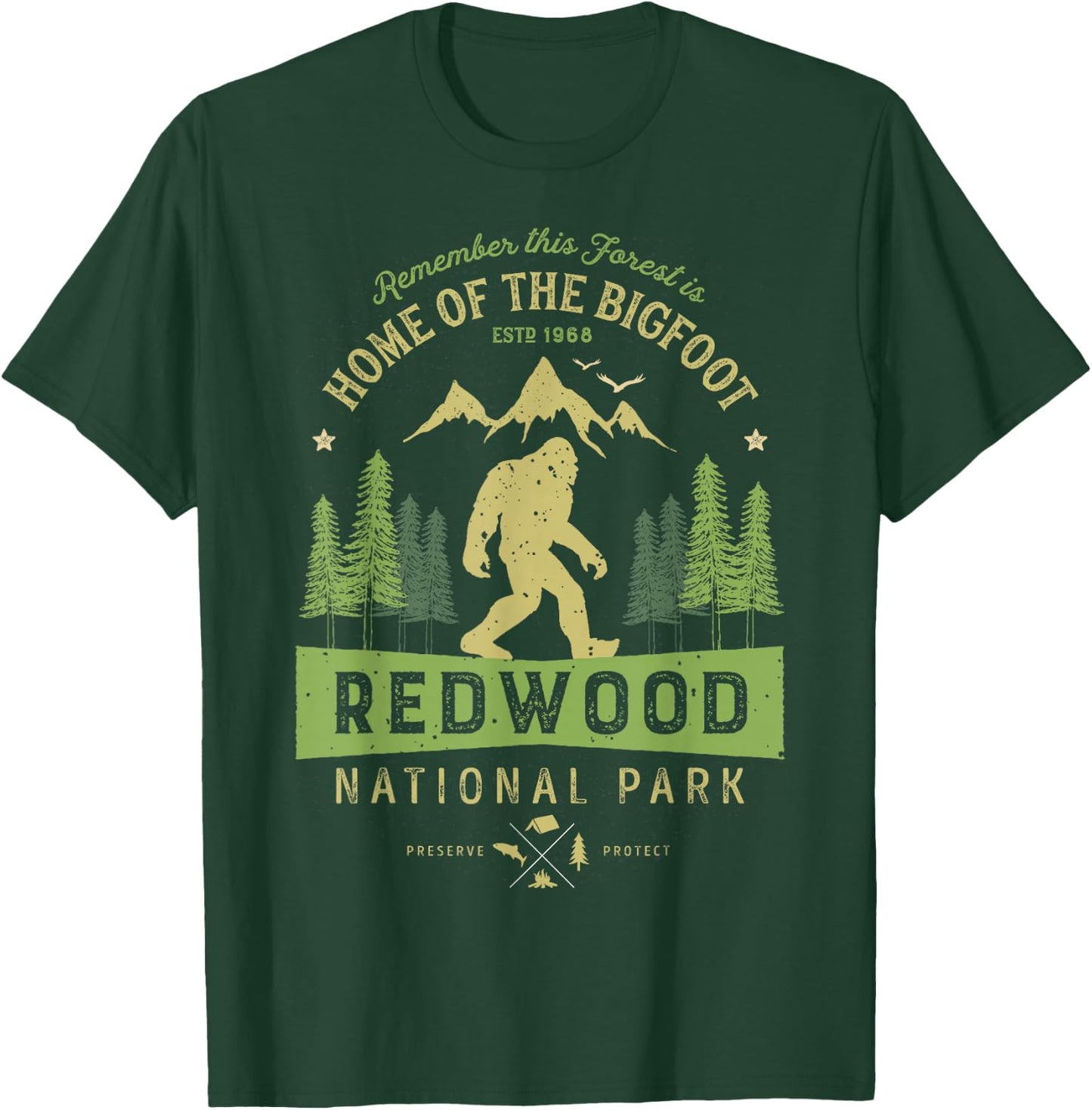 Redwood National Park T Shirt Vintage California Bigfoot T-Shirt - T-Shirt | Forest