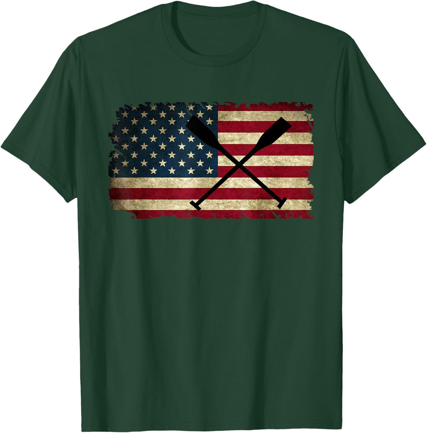 College Rowing Crew Row Team Oars American Flag Rower Women Kids Men T-Shirt - T-Shirt | Forest