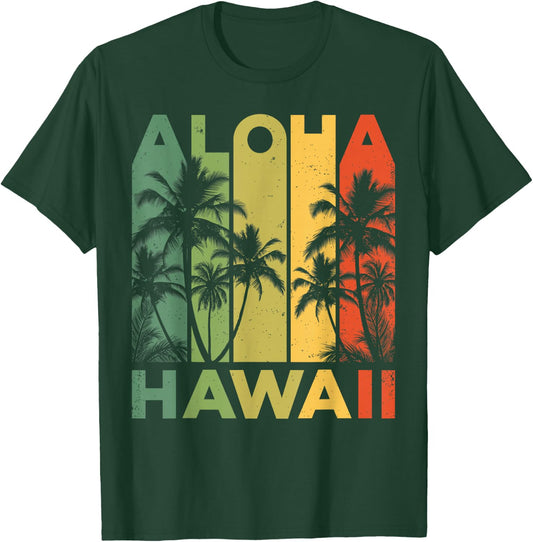 Aloha Hawaii Hawaiian Island Retro Vintage 1980s Throwback T-Shirt - T-Shirt | Forest