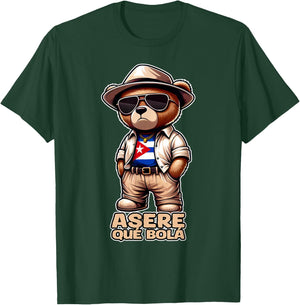ASERE QUE BOLA Cute Proud Cuban Teddy Bear Slang Cuba Flag T-Shirt - T-Shirt | Forest
