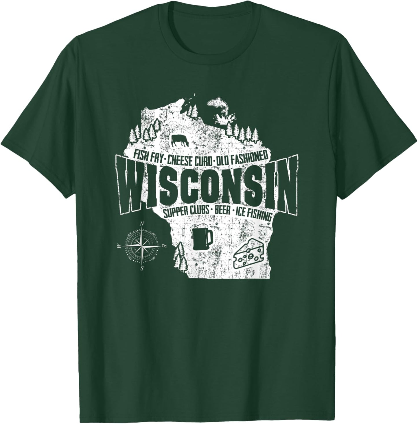 Vintage Wisconsin Shirt -I love Wisconsin T-Shirt - T-Shirt | Forest