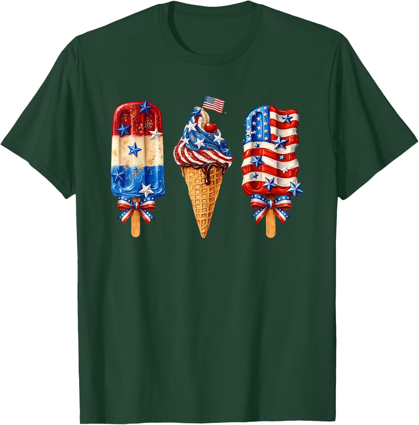 Fourth of July Ice Cream 250 Years Patriotic Popsicle T-Shirt - T-Shirt | Forest