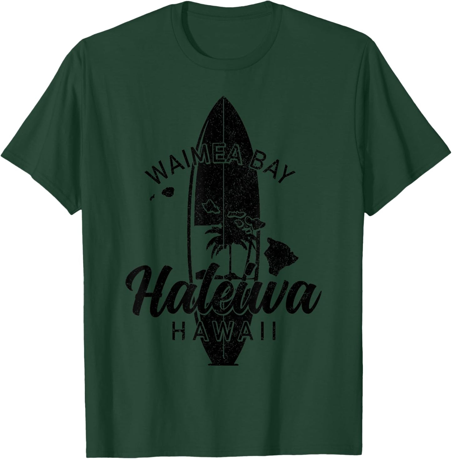 Waimea Bay Haleiwa Hawaii Surf Board Surfing Surfer Hawaiian T-Shirt - T-Shirt | Forest