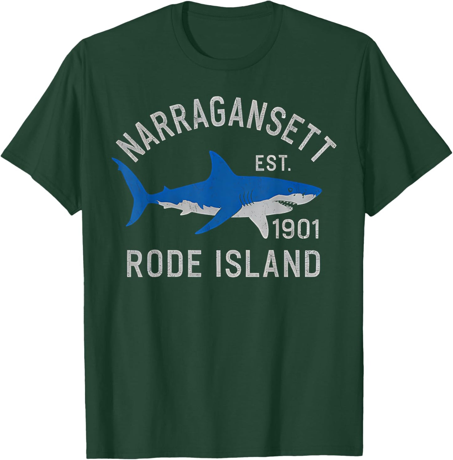 Narragansett Rhode Island Shark RI Ocean Beach Vacation T-Shirt - T-Shirt | Forest