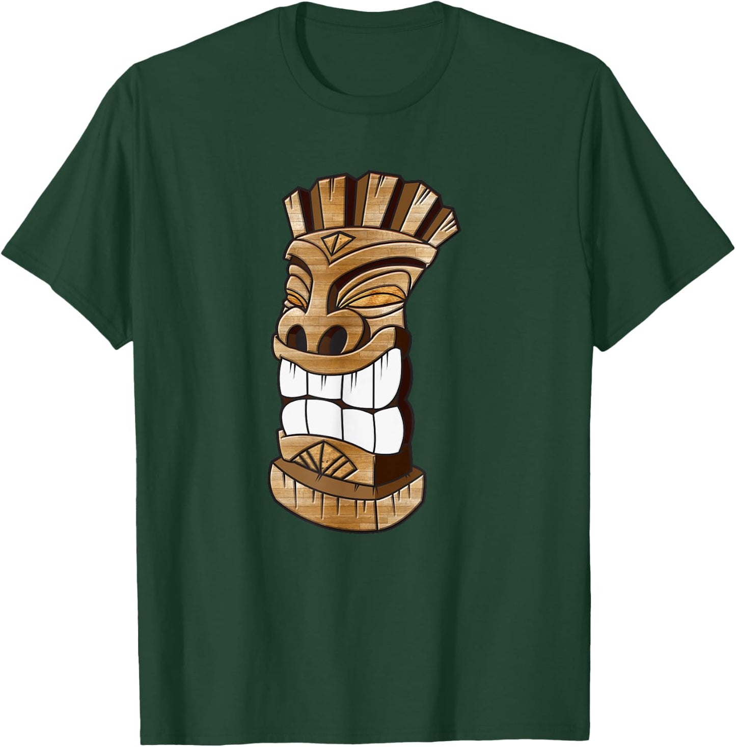 Smiling Hawaiian Wood Carved Tiki T-Shirt - T-Shirt | Forest