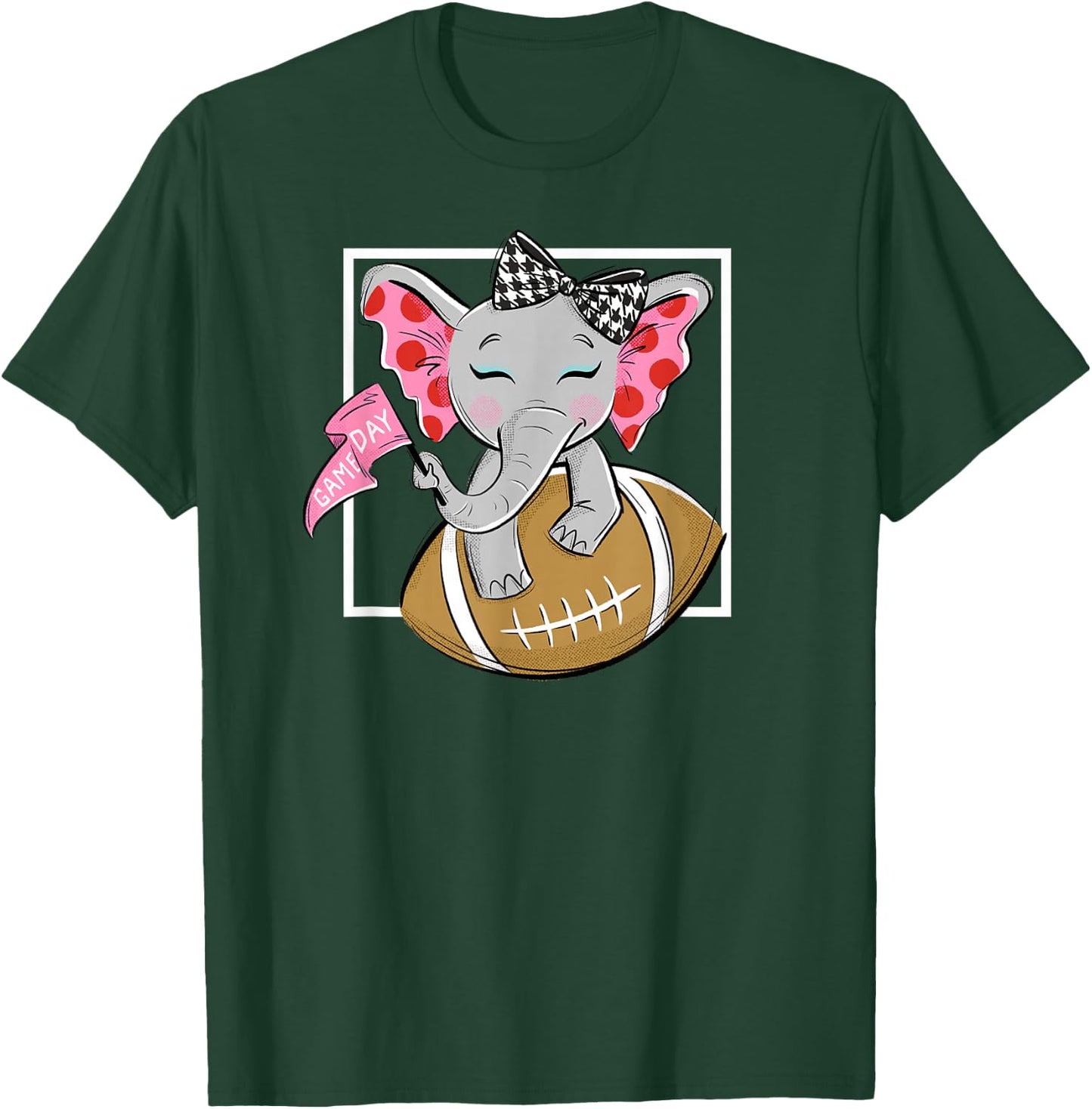 Cute Game Day Elephant Women and Girls Football T-Shirt - T-Shirt | Forest