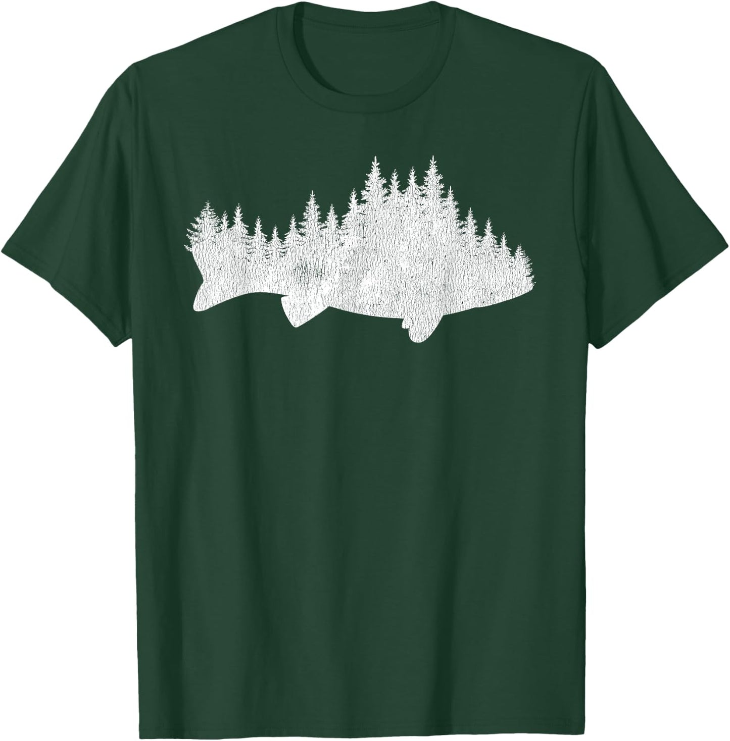 Walleye Fishing Sauger Fisherman Pine Forest Treeline T-Shirt - T-Shirt | Forest