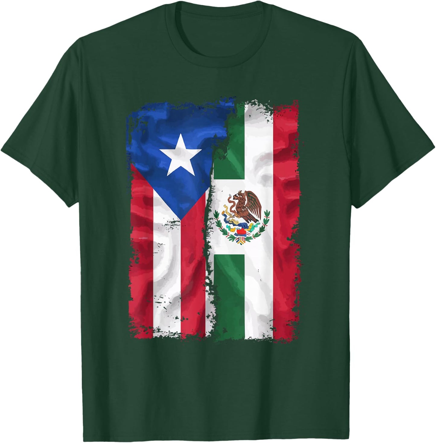 Half Mexican Half Puerto Rican Puerto Rico Flag Mexico T-Shirt - T-Shirt | Forest
