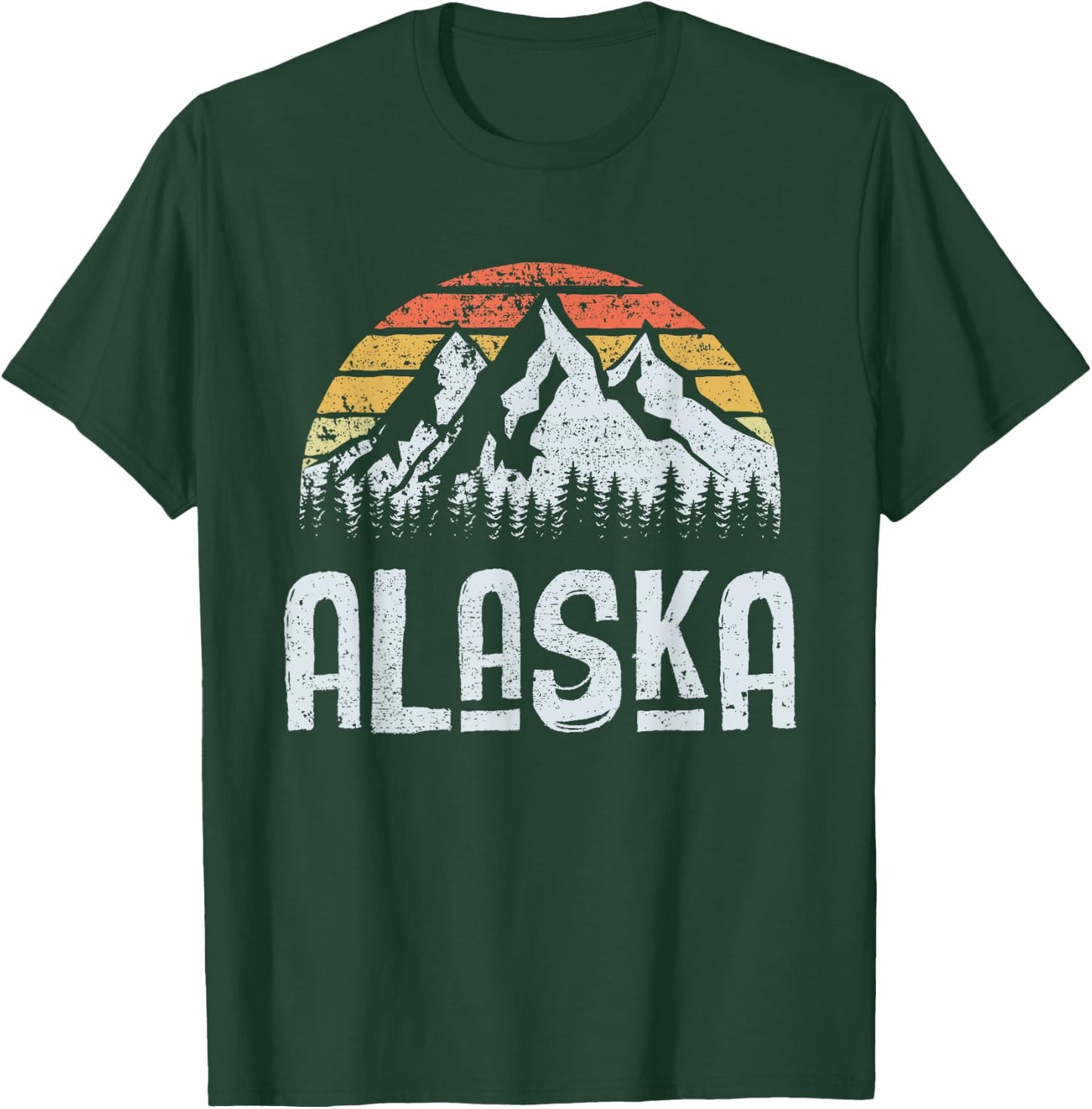 Vintage Retro Alaska Mountain Sunrise T-Shirt - T-Shirt | Forest