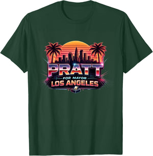 Retro Pratt for Mayor Los Angeles 2026 Mayor Celebrity T-Shirt - T-Shirt | Forest
