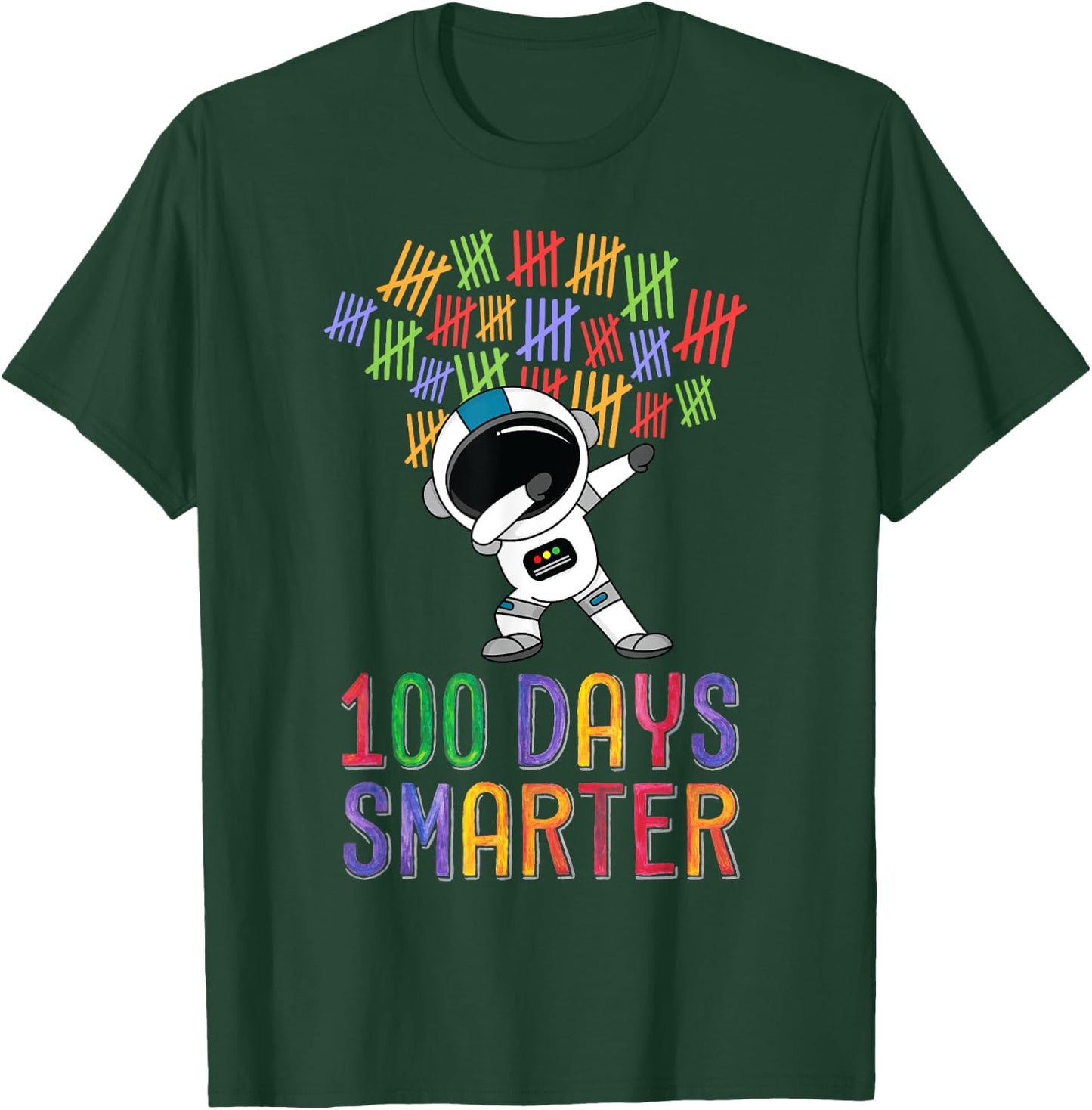 100 Days Smarter 100th Day of School Dabbing Space Kids T-Shirt - T-Shirt | Forest