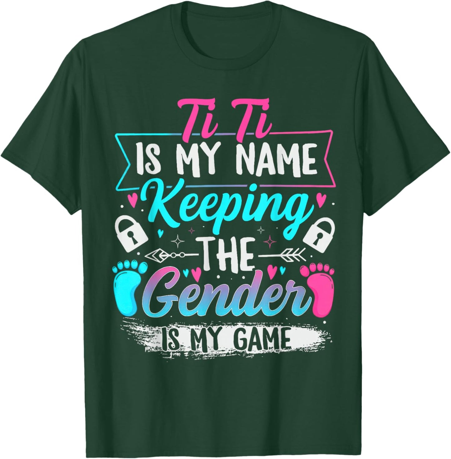 Gender Reveal Keeper of The Gender Ti Ti Baby Shower T-Shirt - T-Shirt | Forest