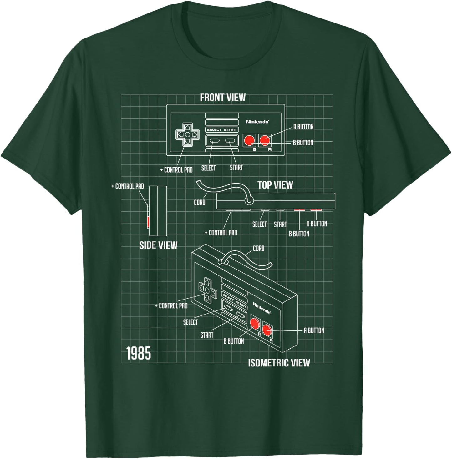 Nintendo NES Controller Parts Schematic Graphic T-Shirt - T-Shirt | Forest