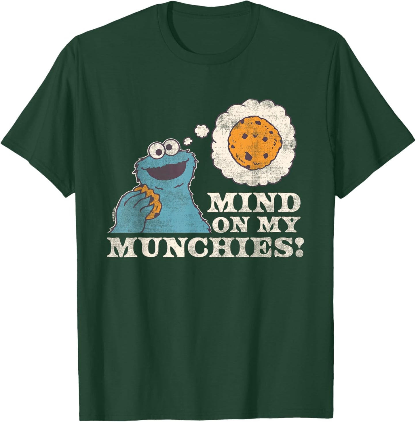 Sesame Street Vintage Heart Cookie Monster, Mind On Munchies T-Shirt - T-Shirt | Forest