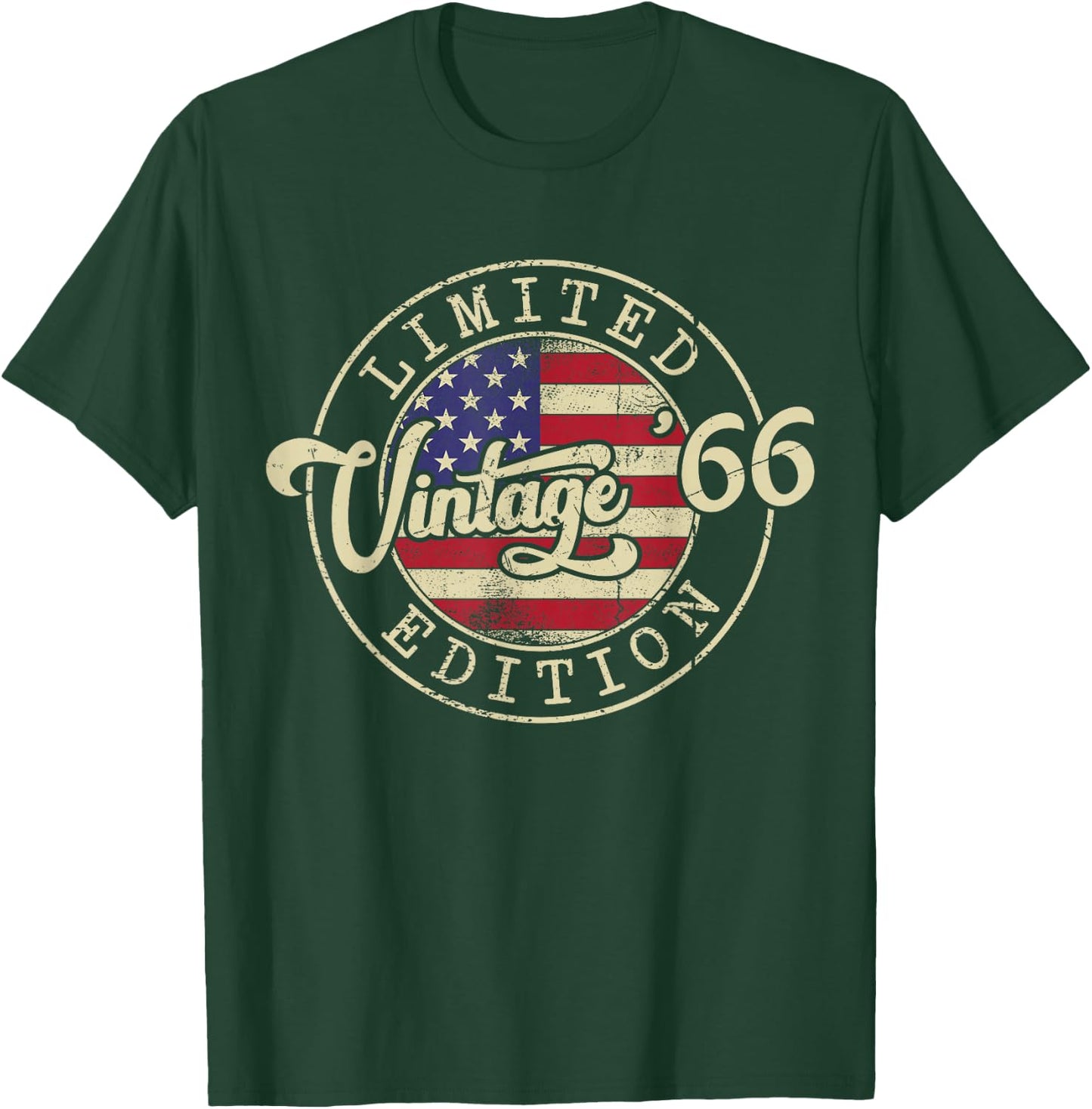 Vintage 1966 US Flag 60 Year Old 60th Birthday Men Women T-Shirt - T-Shirt | Forest