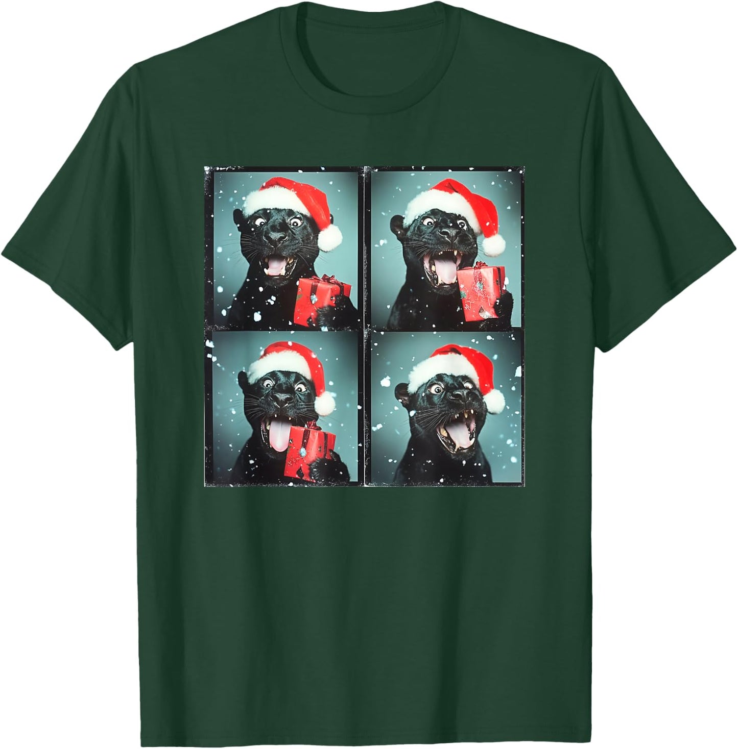 Panther Santa Hat Funny Christmas Panther T-Shirt - T-Shirt | Forest