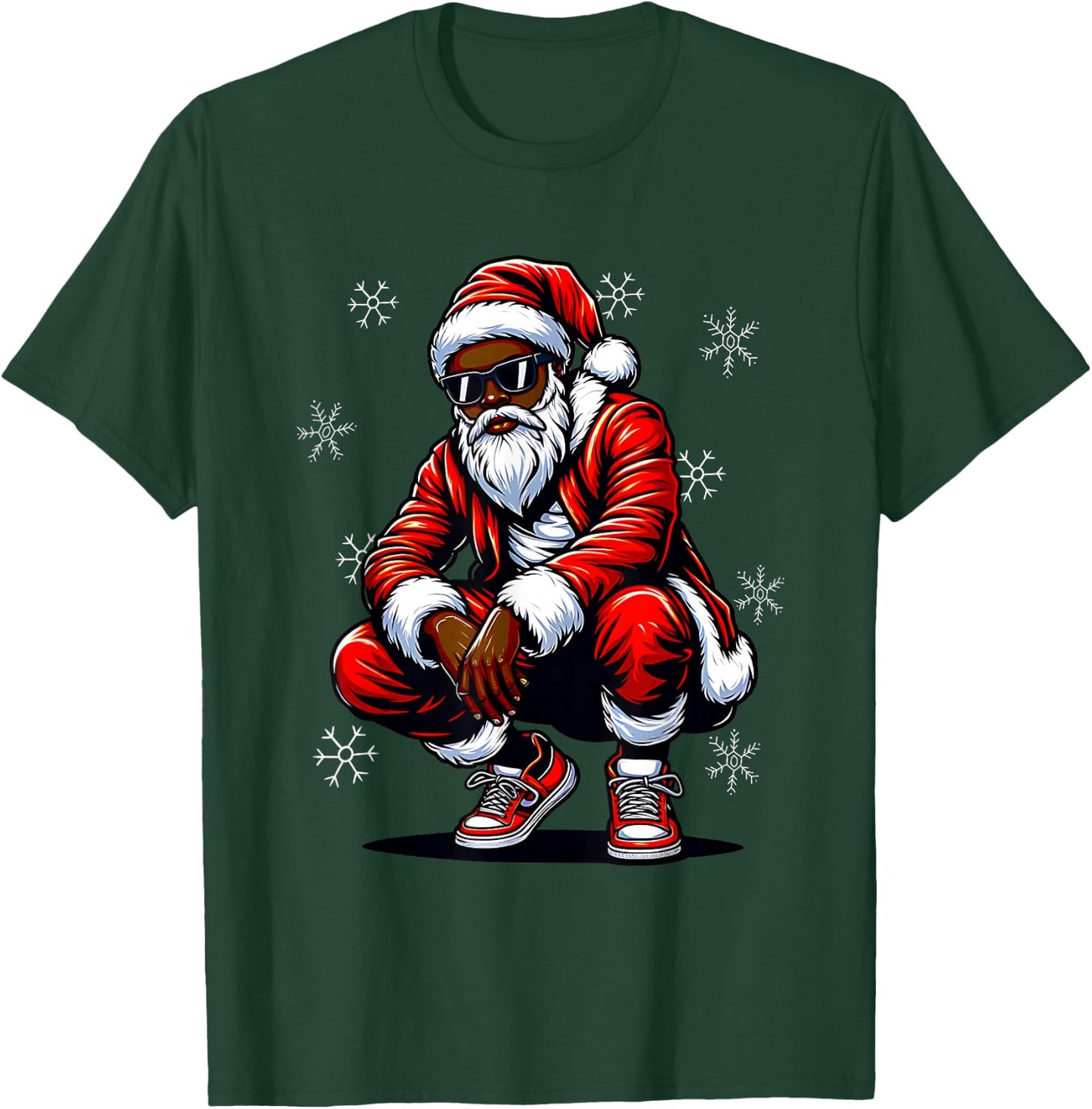 African American Christmas Pajama Xmas Afro Santa Claus PJ T-Shirt - T-Shirt | Forest