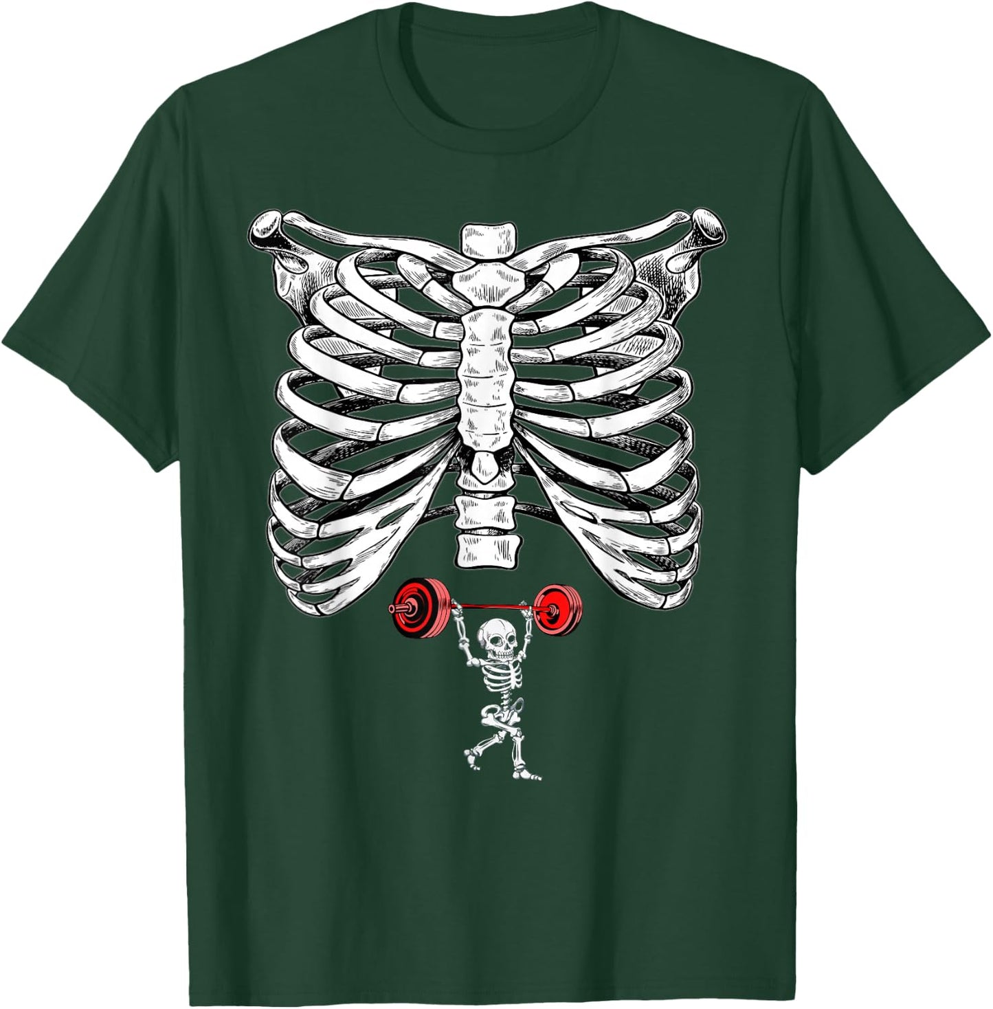 Skeleton Weightlifting Pregnancy Halloween Fitness Gym T-Shirt - T-Shirt | Forest