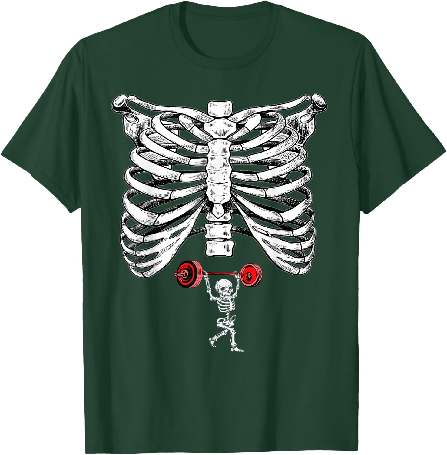 Skeleton Weightlifting Pregnancy Halloween Fitness Gym T-Shirt - T-Shirt | Forest