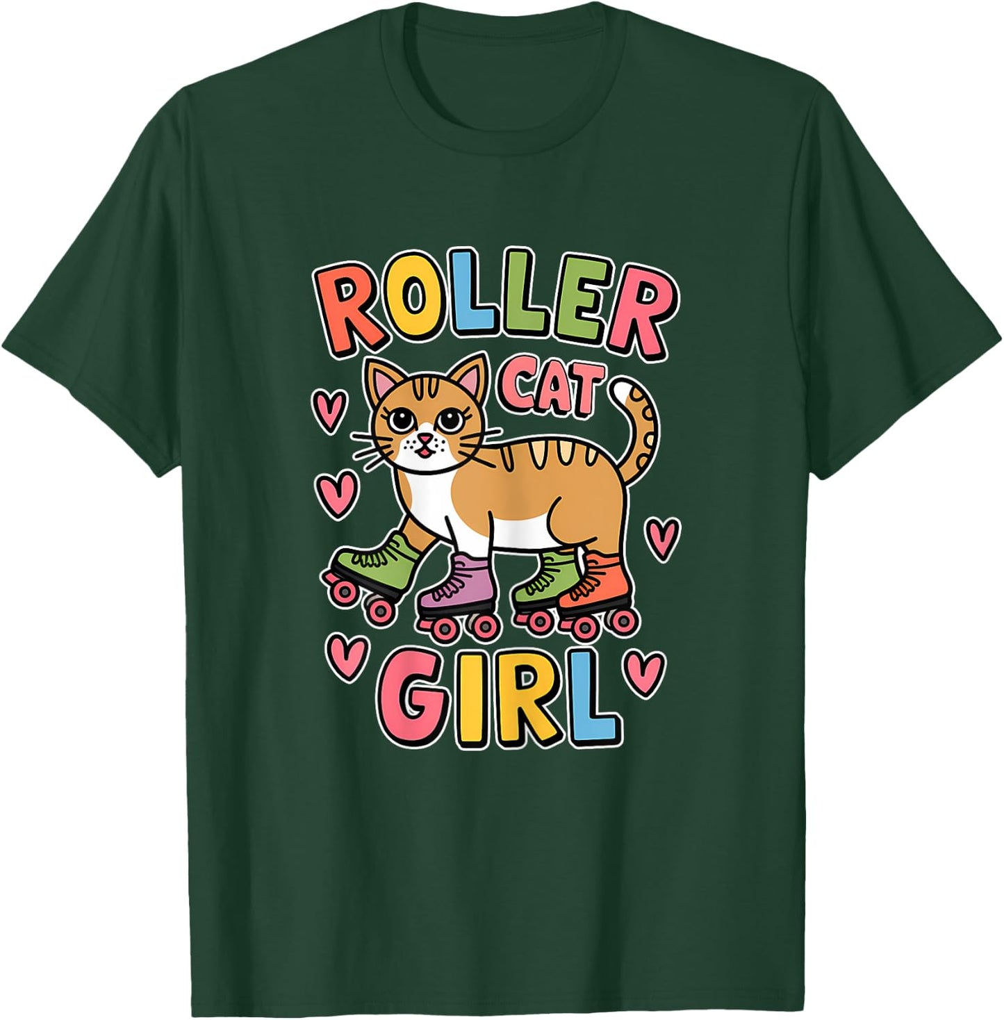 Roller Cat Girl Skating Cat Funny Roller Skating T-Shirt - T-Shirt | Forest