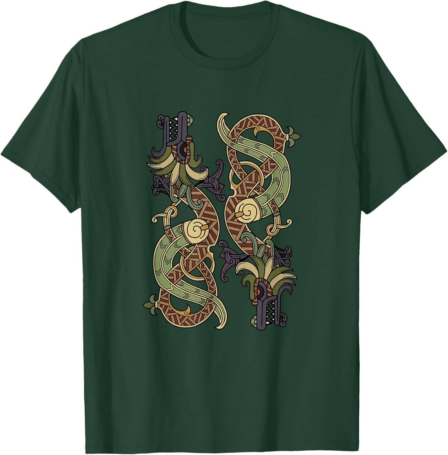 Celtic Dragons Nordic Mythical Viking Tribal Gift T-Shirt - T-Shirt | Forest