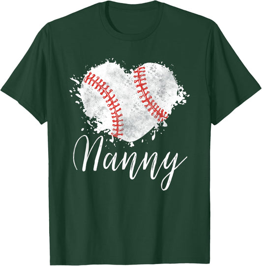 Baseball Nanny Baseball Love Heart T-Shirt - T-Shirt | Forest