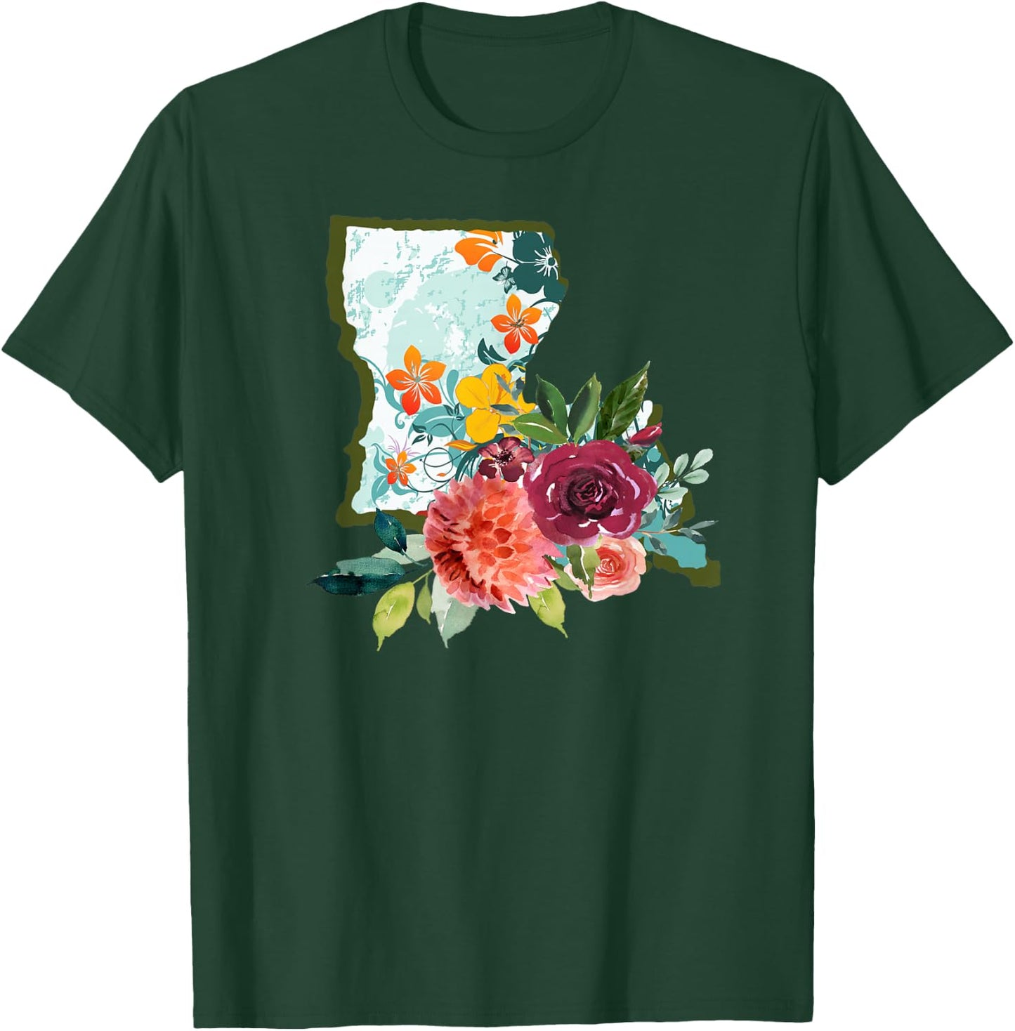 Louisiana Watercolor Flower T-Shirt - T-Shirt | Forest