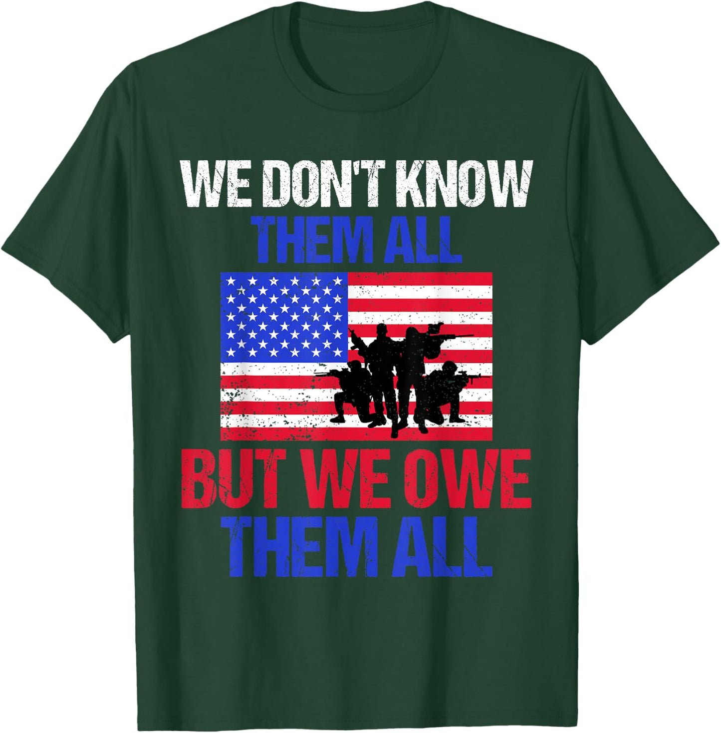 Patriotic Military Appreciation Soldier Silhouette US Flag T-Shirt - T-Shirt | Forest