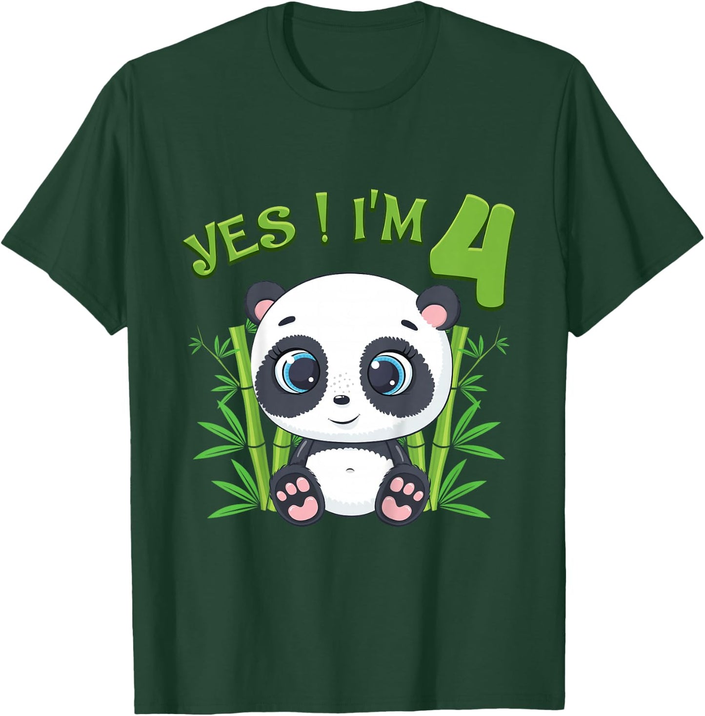 Kids Panda 4th Birthday Shirt Girls Gift Fourth Birthday T-Shirt - T-Shirt | Forest