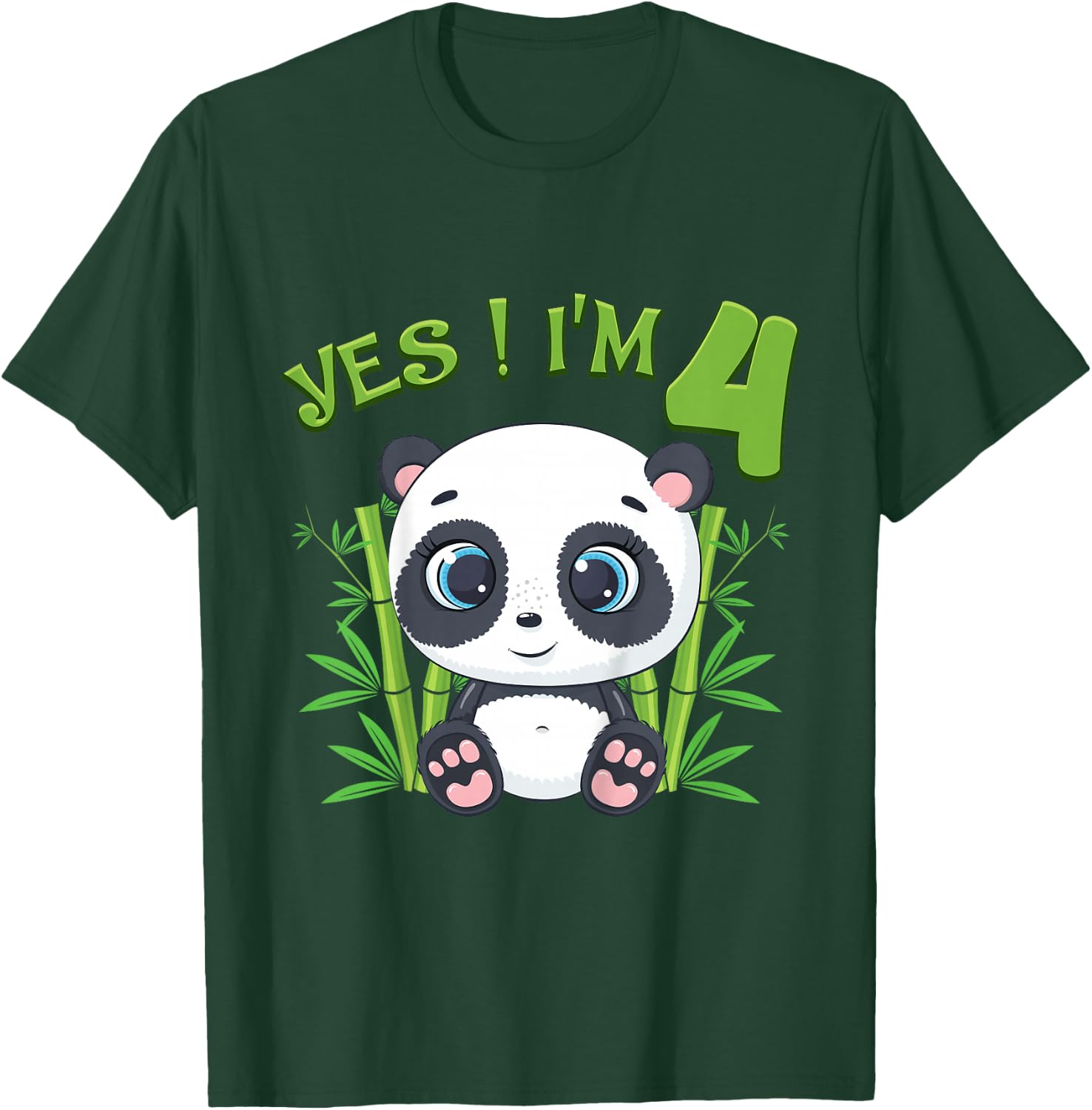 Kids Panda 4th Birthday Shirt Girls Gift Fourth Birthday T-Shirt - T-Shirt | Forest