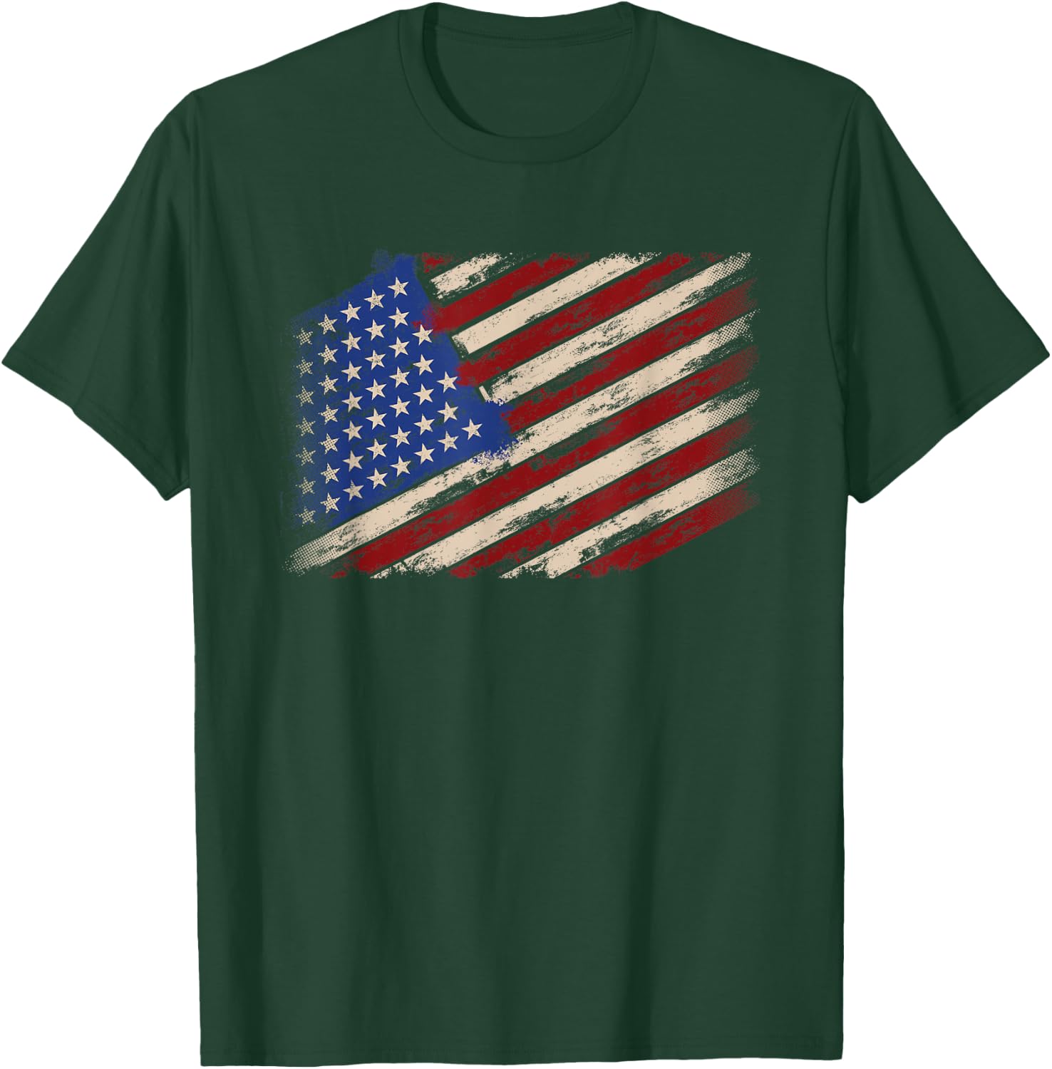 Distressed American Us Flag Vintage Retro Look 4th of July T-Shirt - T-Shirt | Forest