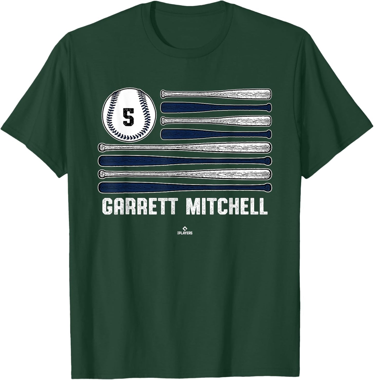 Baseball American Flag Garrett Mitchell Milwaukee Baseball T-Shirt - T-Shirt | Forest
