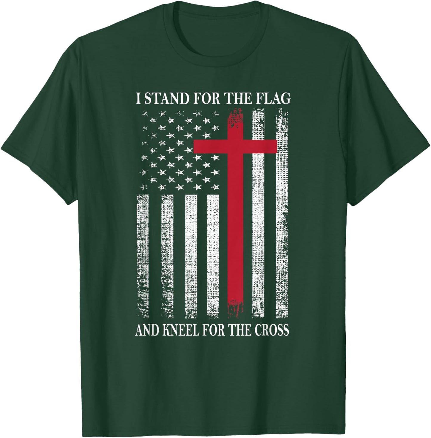 I Stand for The Flag and Kneel for The Cross USA Flag T-Shirt - T-Shirt | Forest