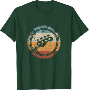 Vintage Bass Guitar Headstock for Bassist and Bass Player Small T-Shirt - T-Shirt | Forest