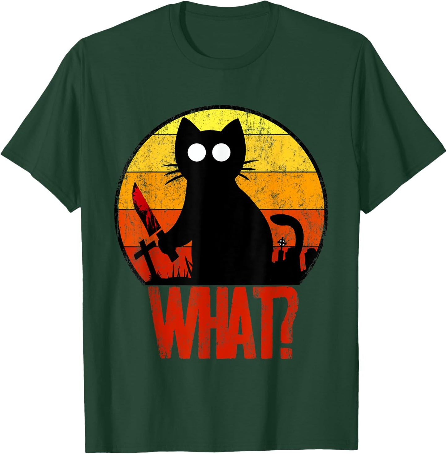 Murderous Black Psycho Cute Cat What Knife Christmas Gift Women T-Shirt - T-Shirt | Forest