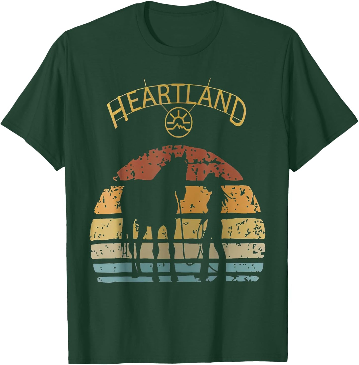 Heartland Retro Vintage Sunset Horse Lover T-Shirt - T-Shirt | Forest