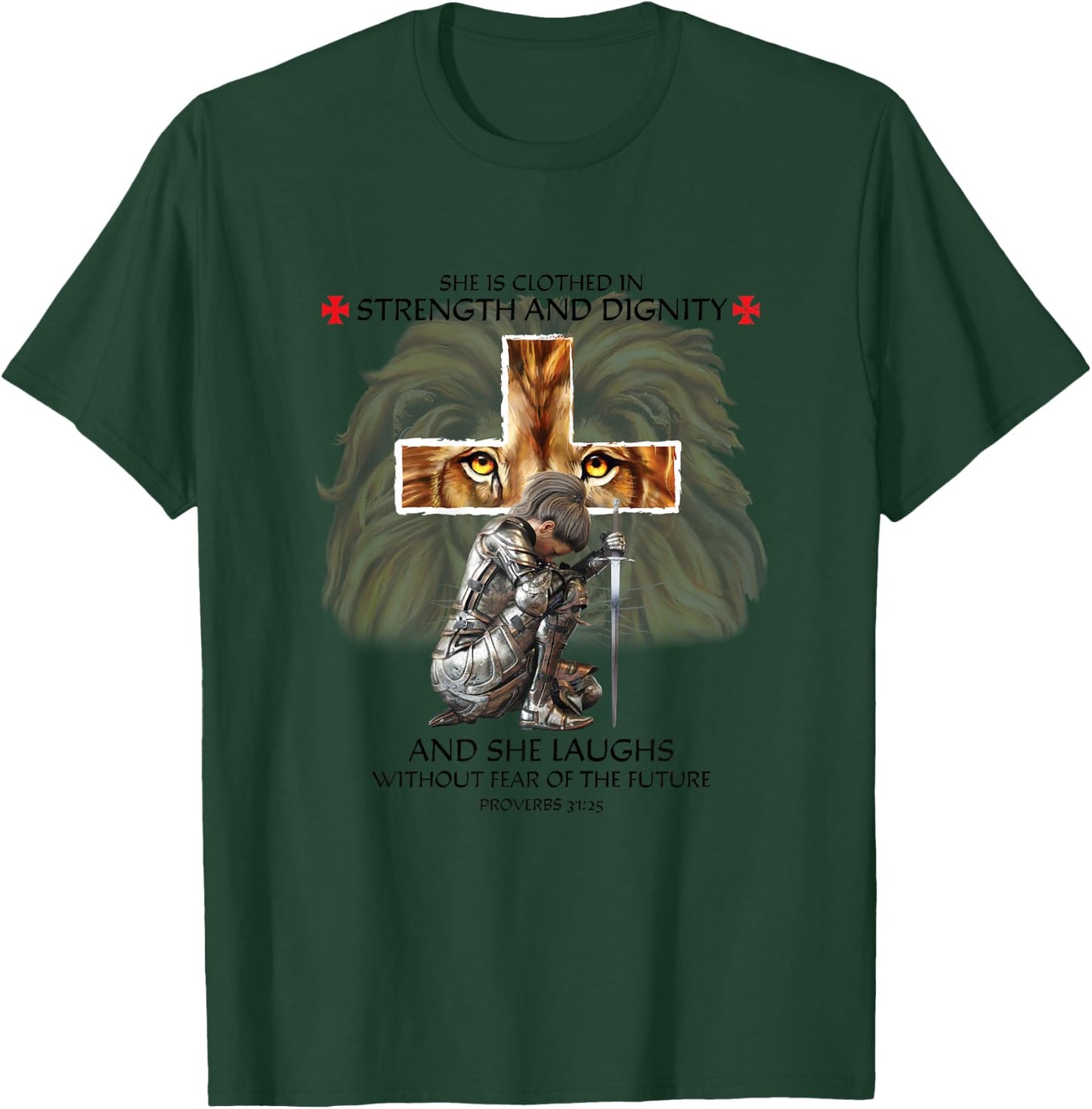 Christian Religious Sayings Cross Lion Judah Verses Her Mom T-Shirt - T-Shirt | Forest