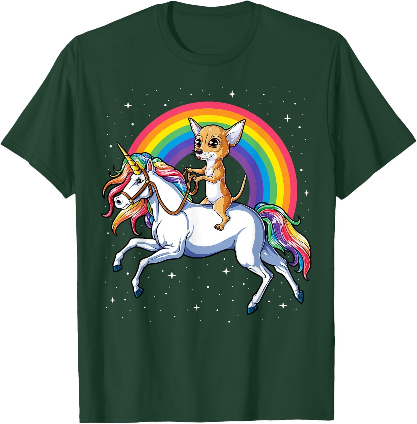Chihuahua Unicorn T shirt Girls Space Galaxy Rainbow Dog T-Shirt - T-Shirt | Forest