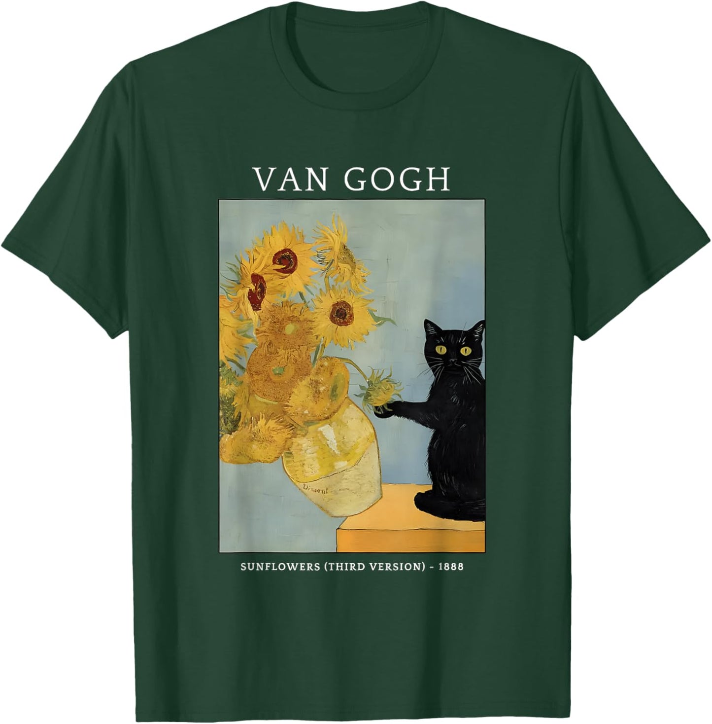 Funny Van Gogh Sunflowers Cat Meme Van Gogh Art Graphic T-Shirt - T-Shirt | Forest