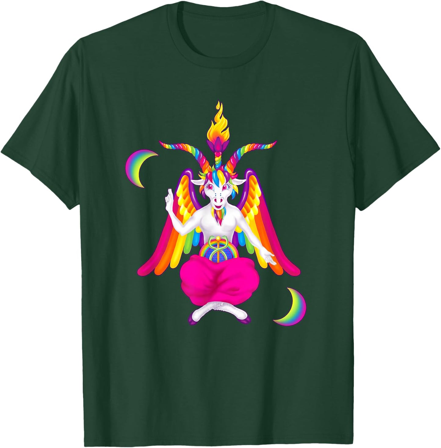 Rainbow 90s Baphomet Ironic Satanic Demon T-Shirt - T-Shirt | Forest
