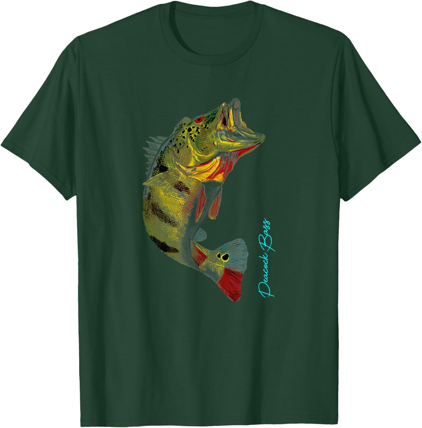 Fishing Shirts | PEACOCK BASS Fishing Art Gift Shirt For Dad T-Shirt - T-Shirt | Forest