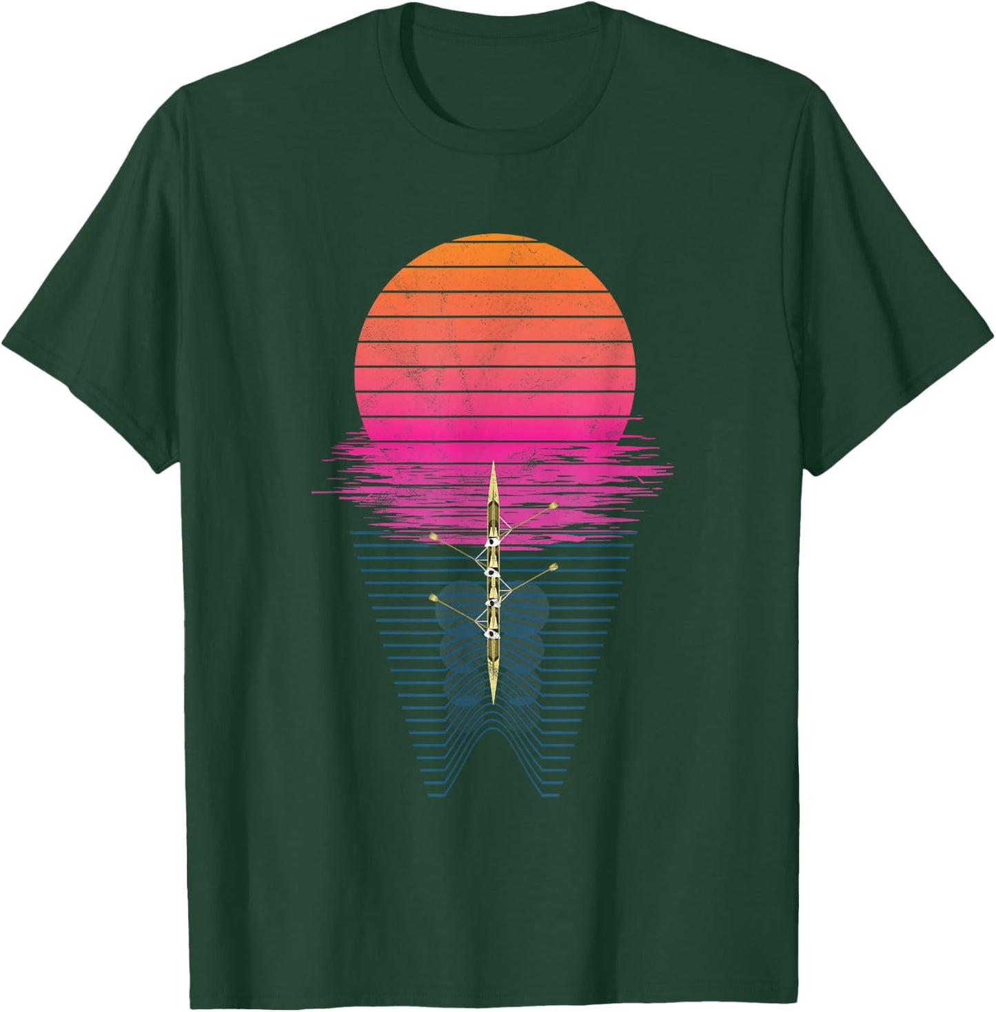 Vaporwave Athlete Rowing Crew Sunset Rower T-Shirt - T-Shirt | Forest